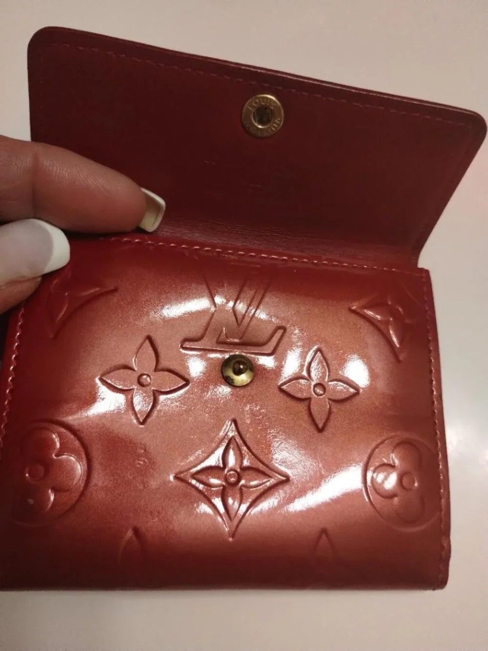 Louis Vuitton Monogram Red Vernis Trifold Card Holder/Wallet Like new